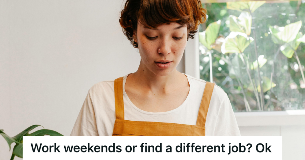 young employee wearing a yellow apron