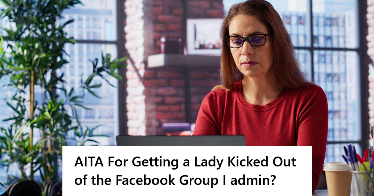 Facebook Group Mod Kicked Out A Member Because She Kept Asking Questions During An In Person Meeting, But Is Now Wondering If She Was Too Harsh Woman with glasses using laptop