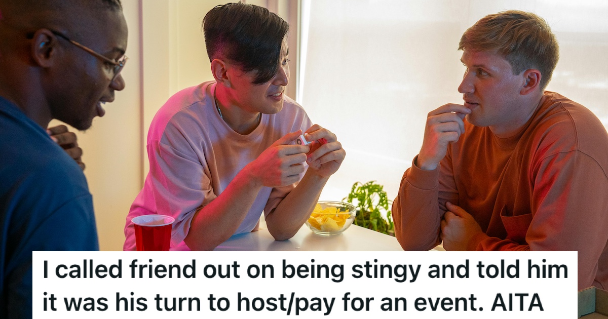 Eight Friends Meet Regularly For Board Game Nights With A Rotating Host, But Hosting Always Seems To Pass One Man By, And His Friends Are Sensing Something Off Three men chatting together