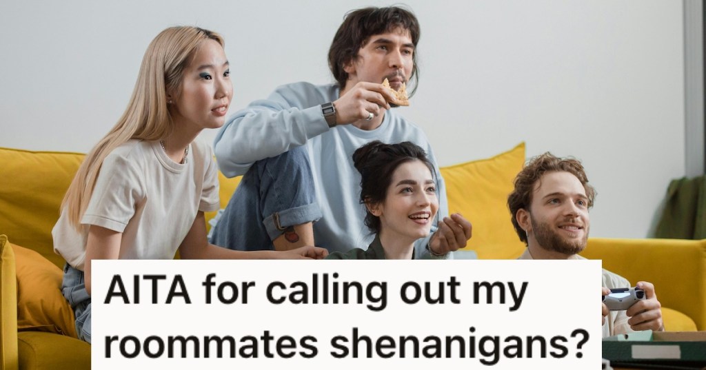 Roommates gaming on a couch together