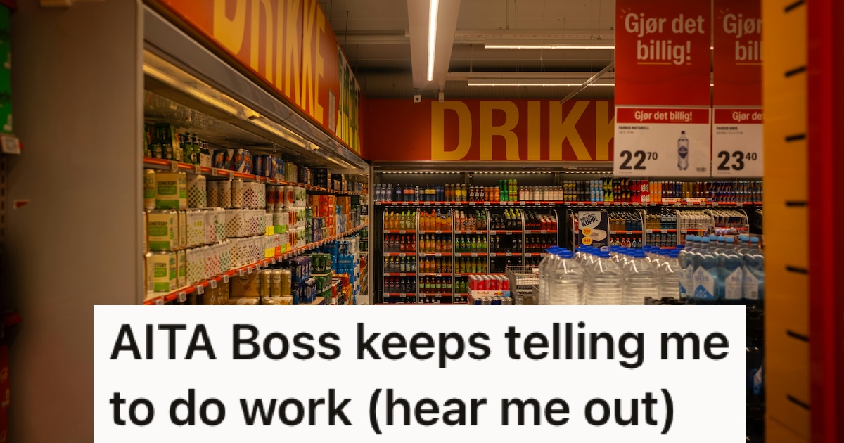 Retail Employee Is Undeniably Good At His Job, But His Attitude Could Do With A Little Work Drinks aisle in a grocery store