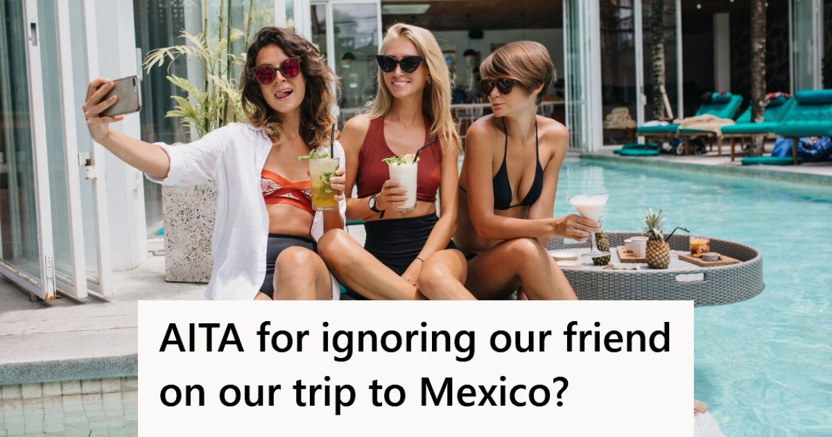 Friends taking selfie by the pool