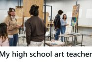 The Art Teacher At Her School Was Forced To Buy Books About Art, So He Took Them And Destroyed Them To Use The Paper For Projects