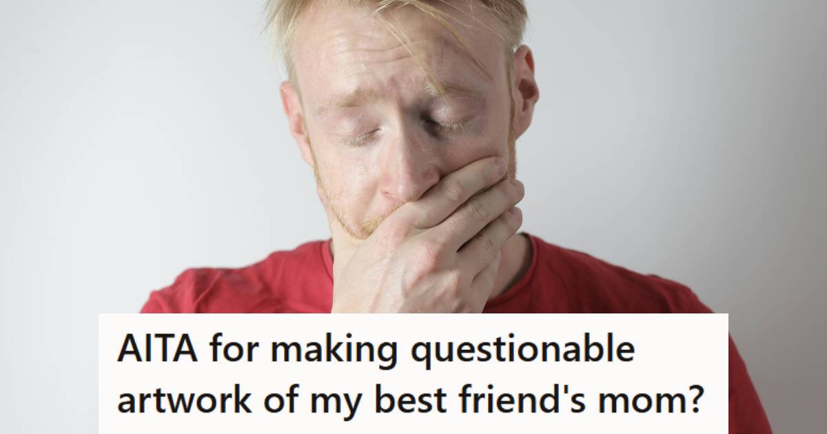 Man covering his mouth because he's embarrassed.