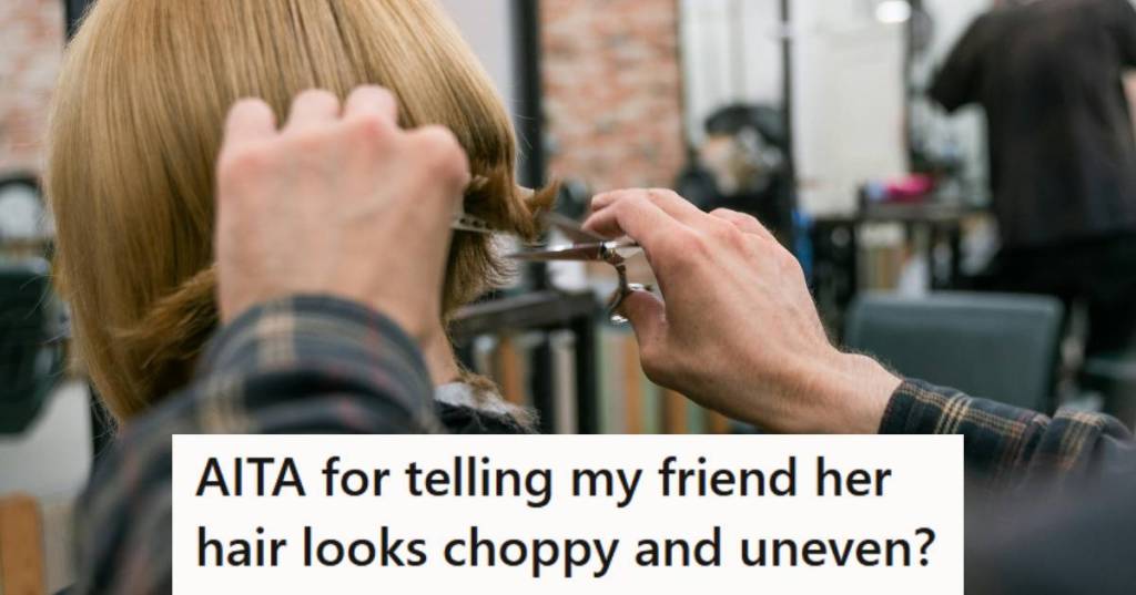 Woman at a salon getting a short, choppy haircut