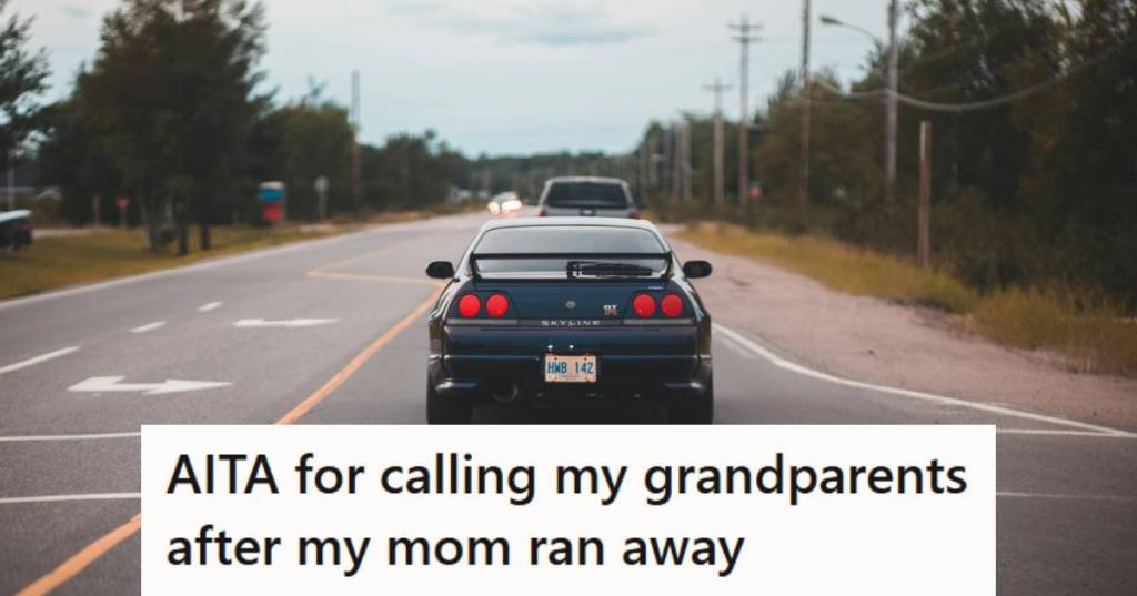 Blue Nissan Skyline parked in the middle of a road
