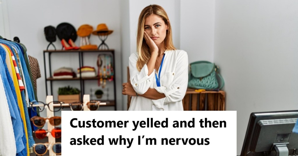 Unhappy woman working in customer service