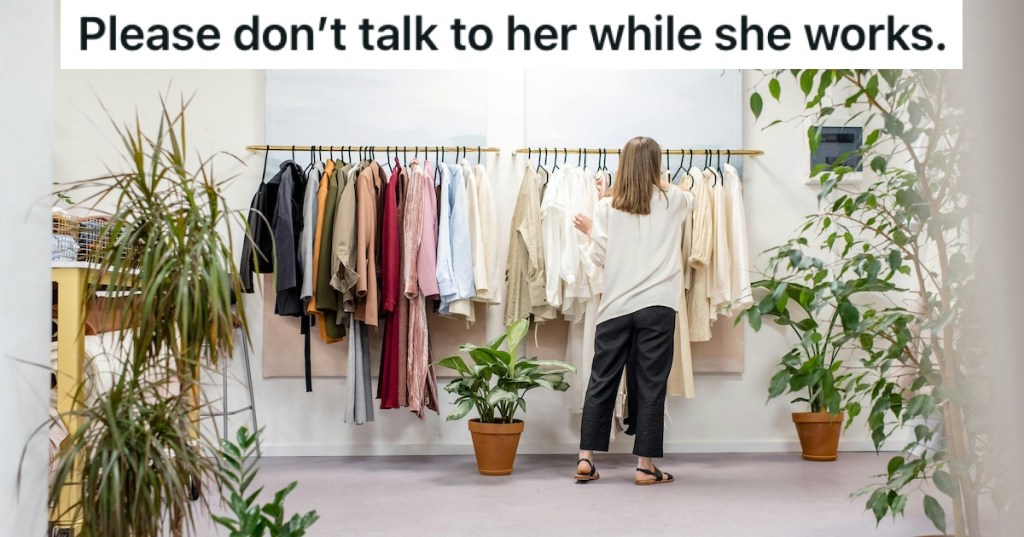 A woman in a clothing store