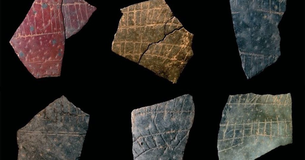 Fragments of engraved egg