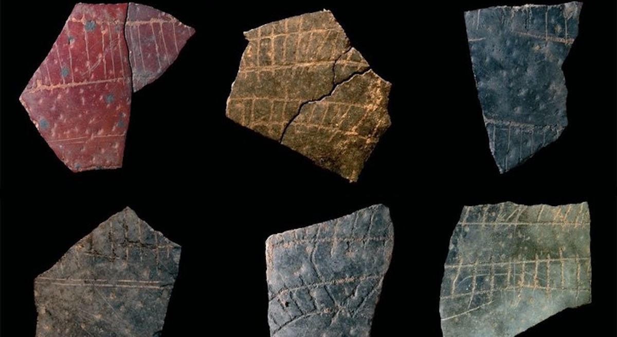 Fragments of engraved egg