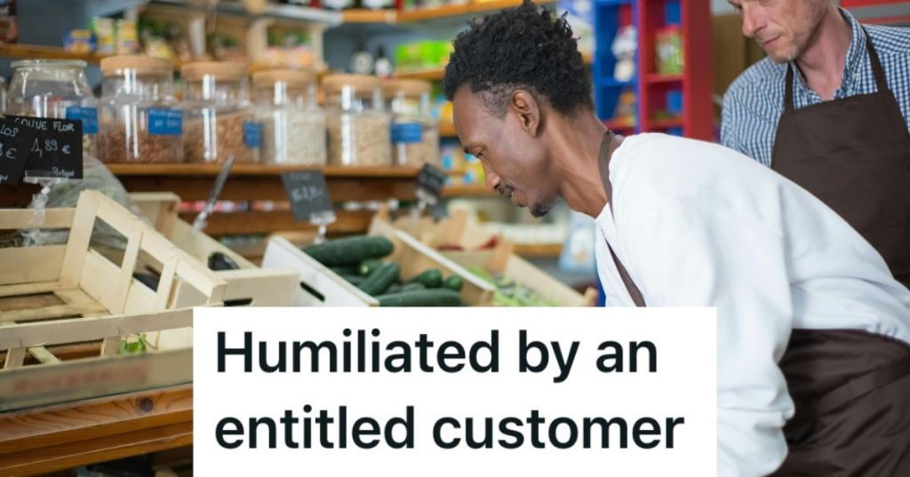 Manager watching an employee working in a grocery store