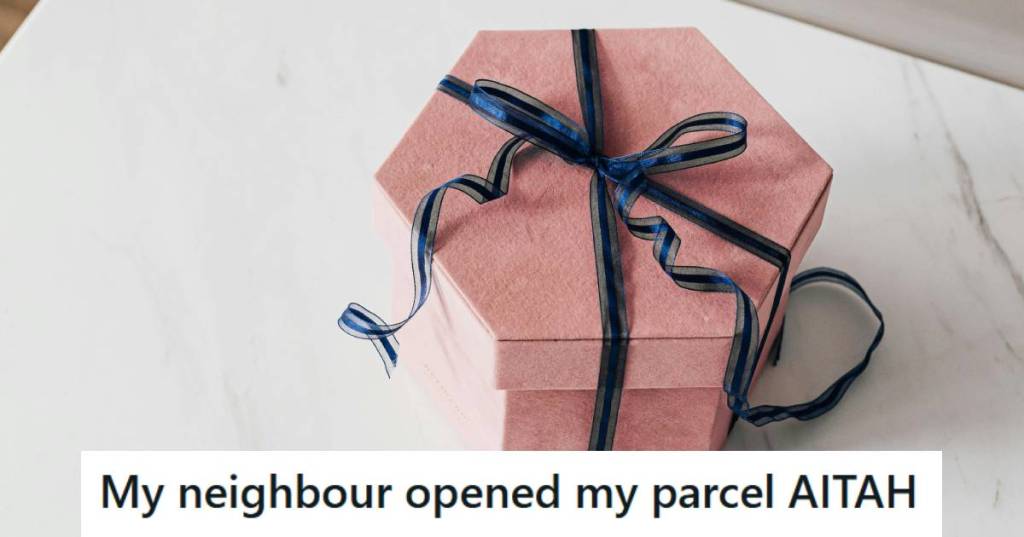 Pink box with blue ribbon sent to a woman going through rough time