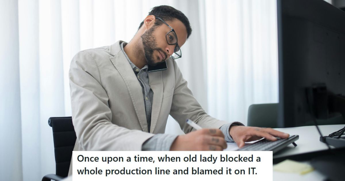 Office Employee Yelled At An IT Intern For Not Fixing A Scanner, But It Was Actually The Employee Fault Man in grey jacket working on his computer