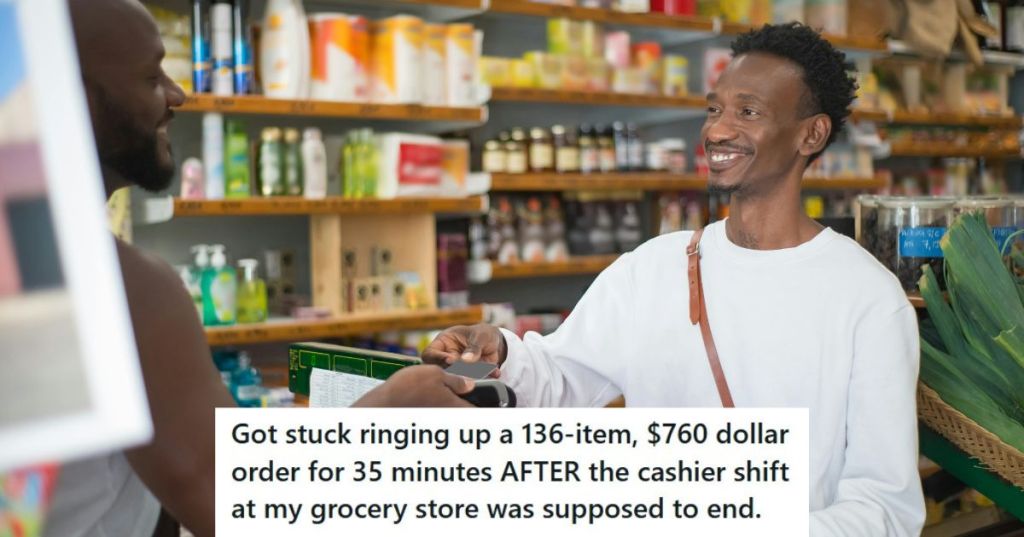 Man in white shirt at a cashier