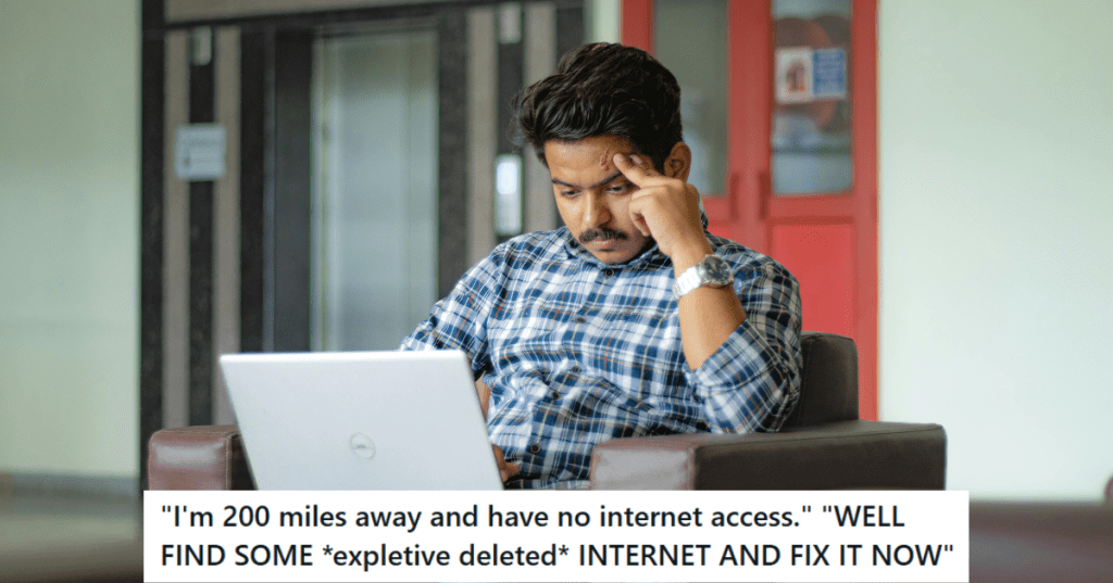 Man in checkered shirt working