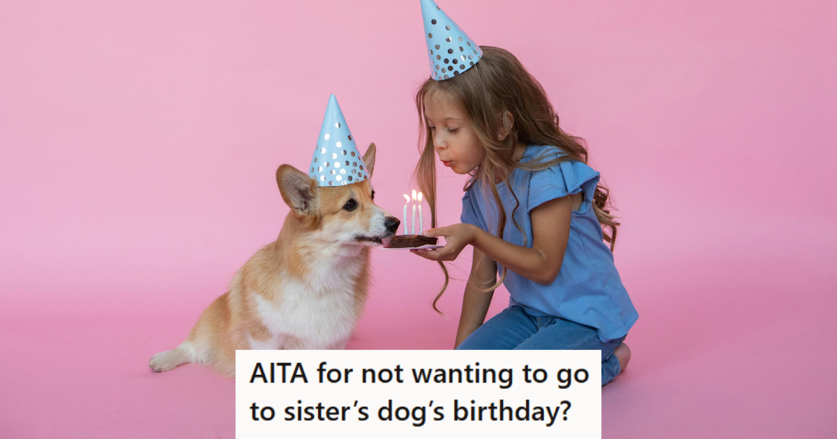 Girl celebrating birthday with a dog