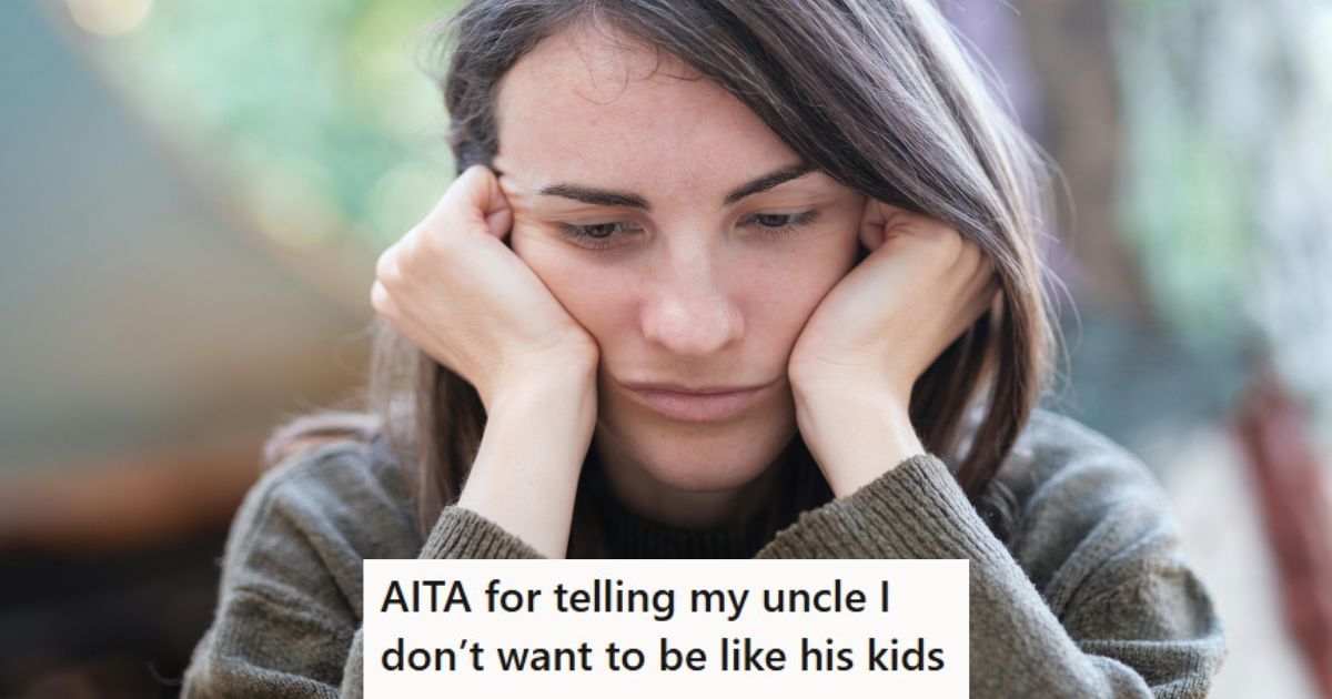 Her Uneducated Uncle Got Offended When She Told Her She Didnt Want To Be Like His Family Because They Never Got Proper Education Sad woman in grey sweater