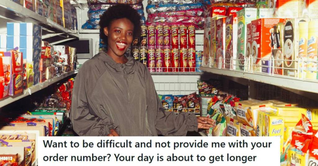 Woman smiling in a grocery store