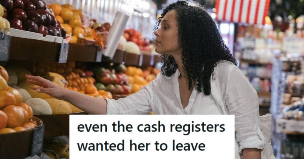 Woman taking her time while shopping at the grocery store