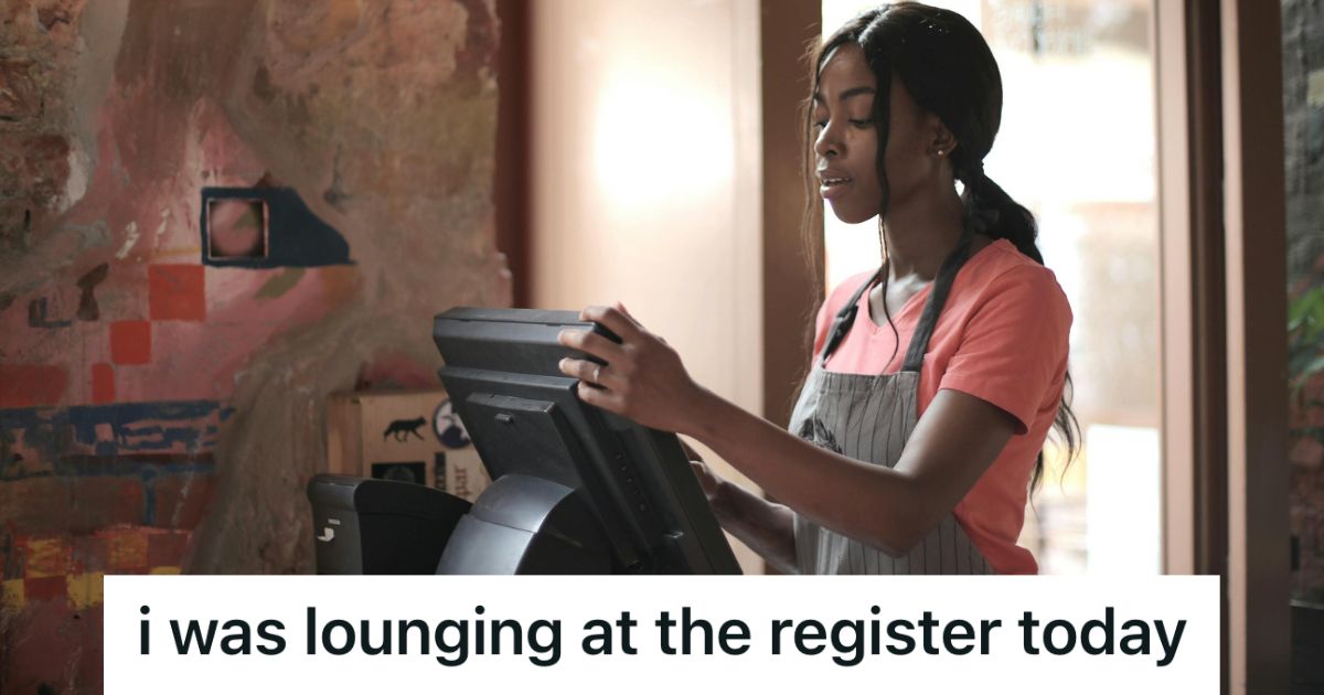 Overworked Retail Employee Was Waiting For A Customers Payment, But An Impatient Person In Line Said She Was Lounging At The Register Woman working the register