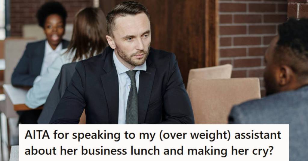 Business owner talking to a client at lunch