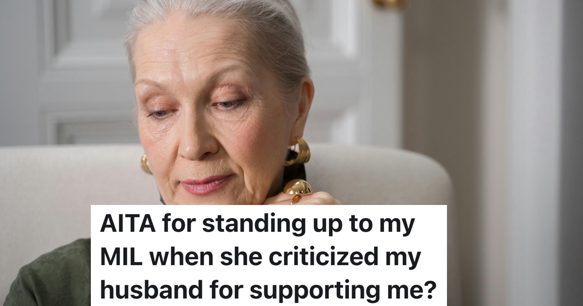 Mother In Law Criticizes Husband For Supporting His Wife And Pushes Traditional Roles, But Wife Stands Her Ground And Tells Him Everything elderly woman or mother in law looking down