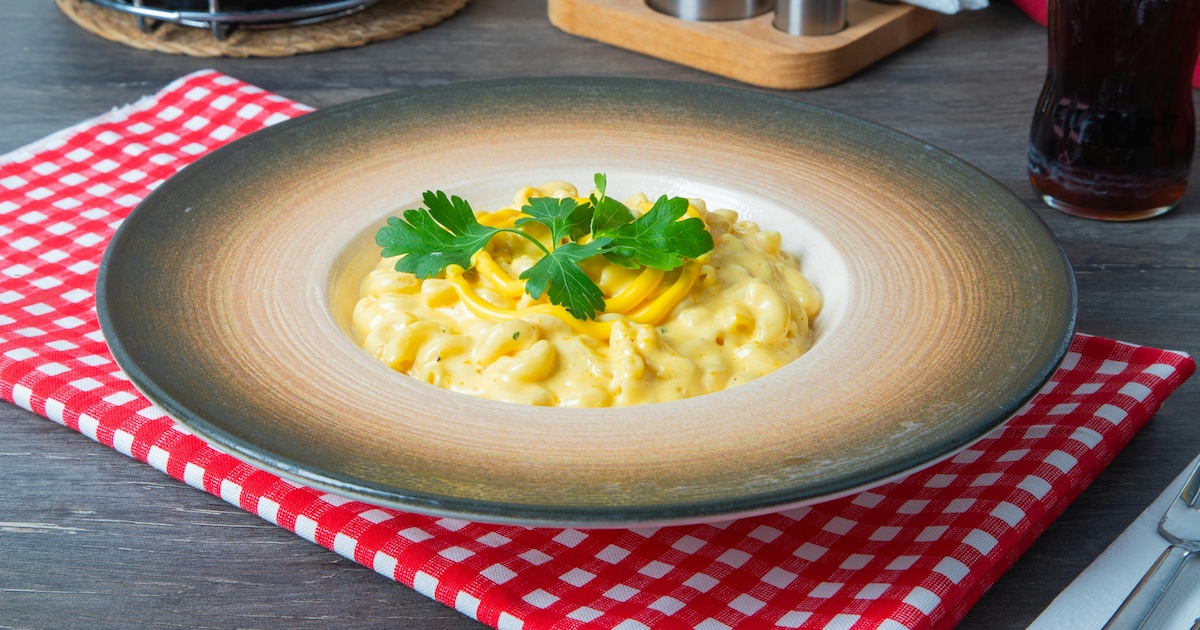 A bowl of mac and cheese