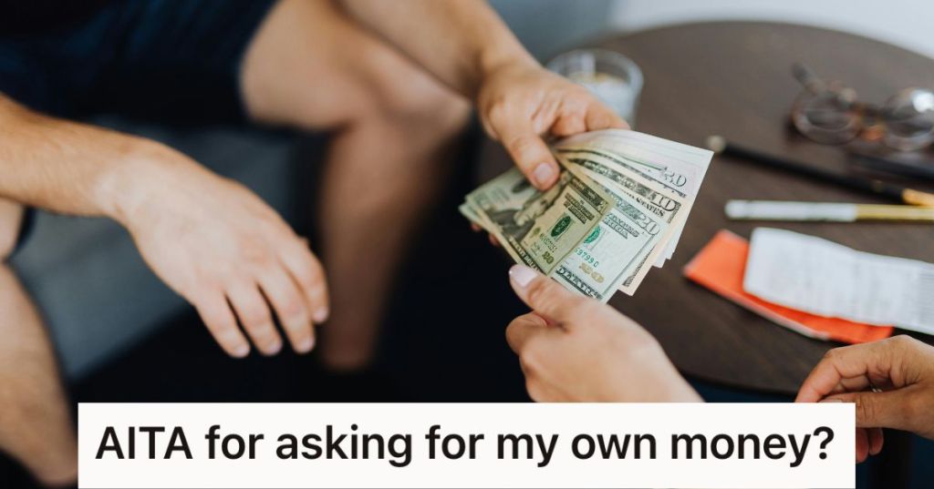 Man giving money to another person