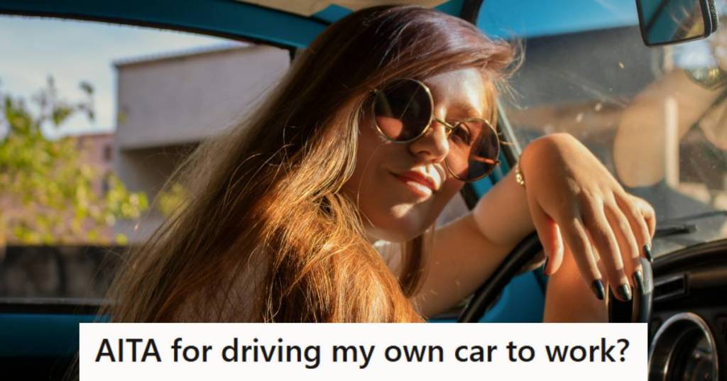 Woman wearing shades and sitting in her driver seat