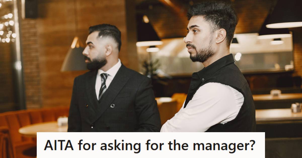 Men waiting to speak to a manager in restaurant