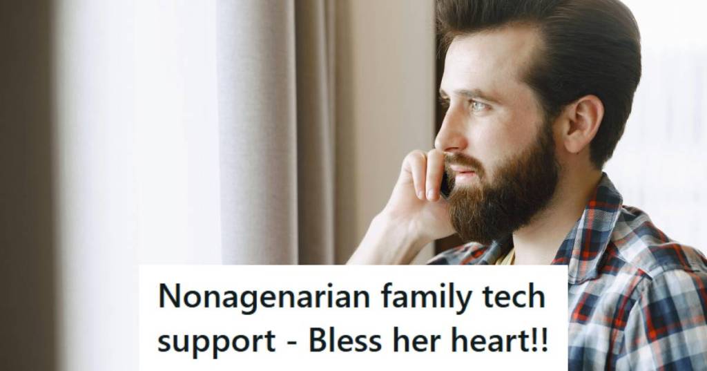 Man looking out the window as he tries to troubleshoot his mother's phone