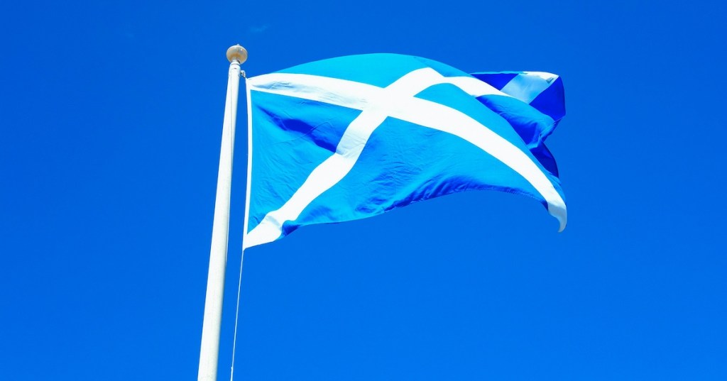 A Scottish flag on a pole