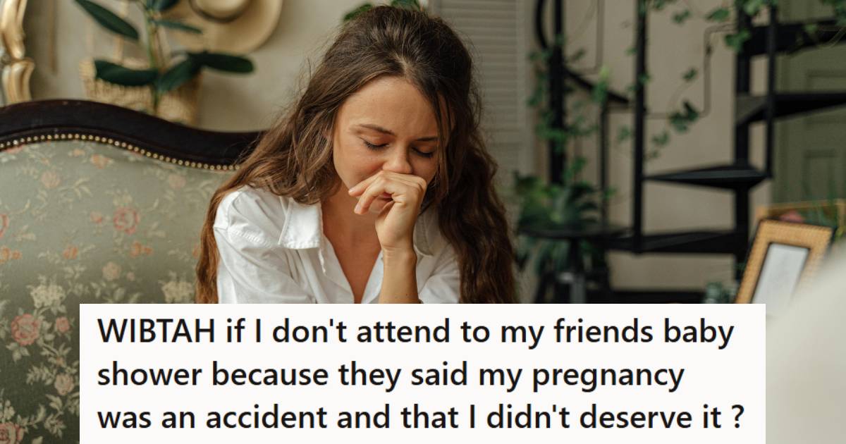 Woman sad and thinking about skipping her friends' baby shower