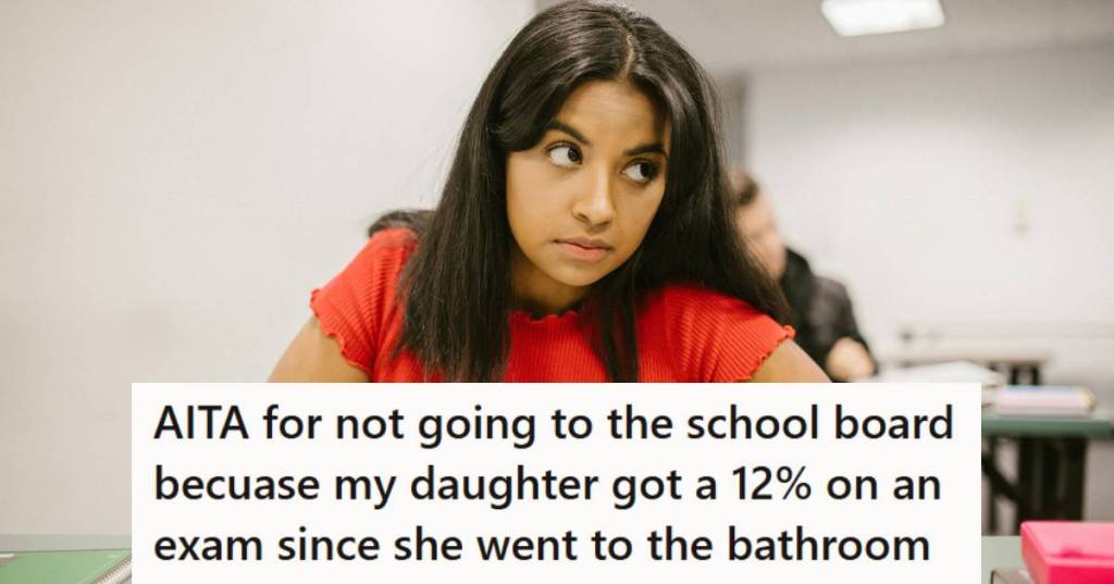 Teen girl sitting in her classroom taking a test