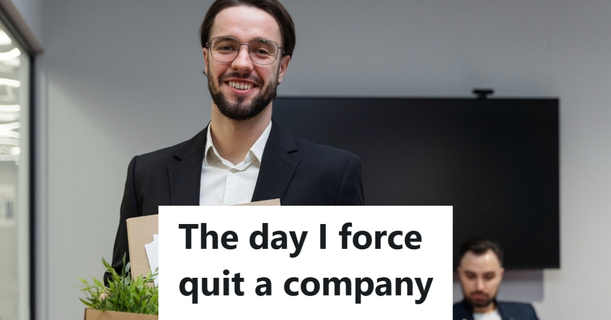 Happy man quitting his job