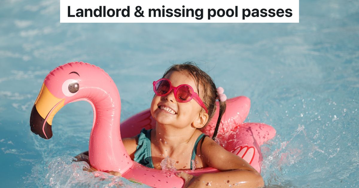 toddler girl in pink flamingo pool float in swimming pool