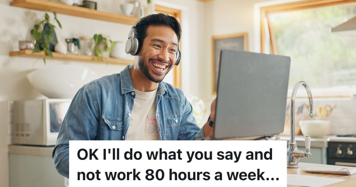 smiling man wearing headphones working from home