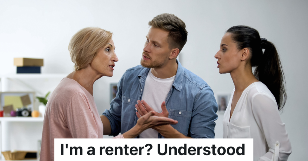 young couple arguing with older woman