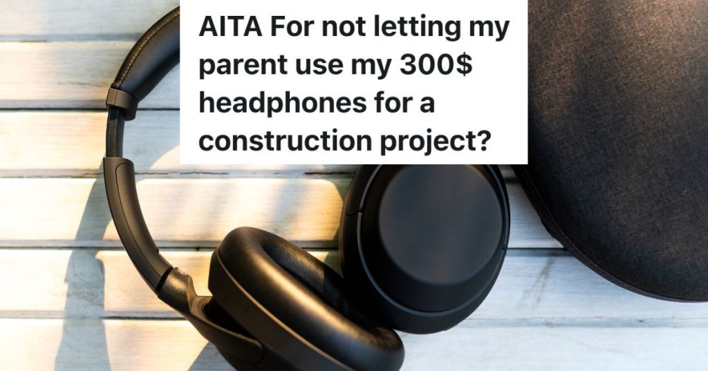 black headphones on a white table