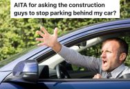 Construction Workers Park Their Vehicles Near The Construction Site, But They Are Blocking Residents From Leaving Their Parking Spots