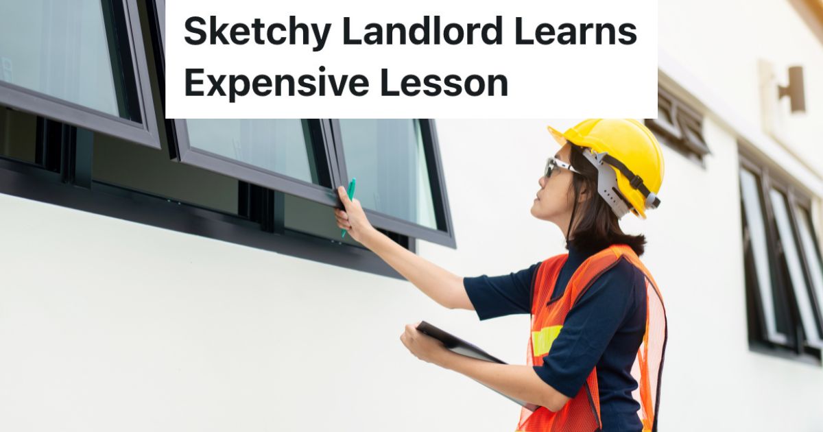 female inspector looking at the outside of a building