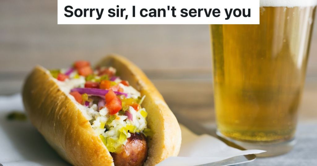 hotdog and glass of beer