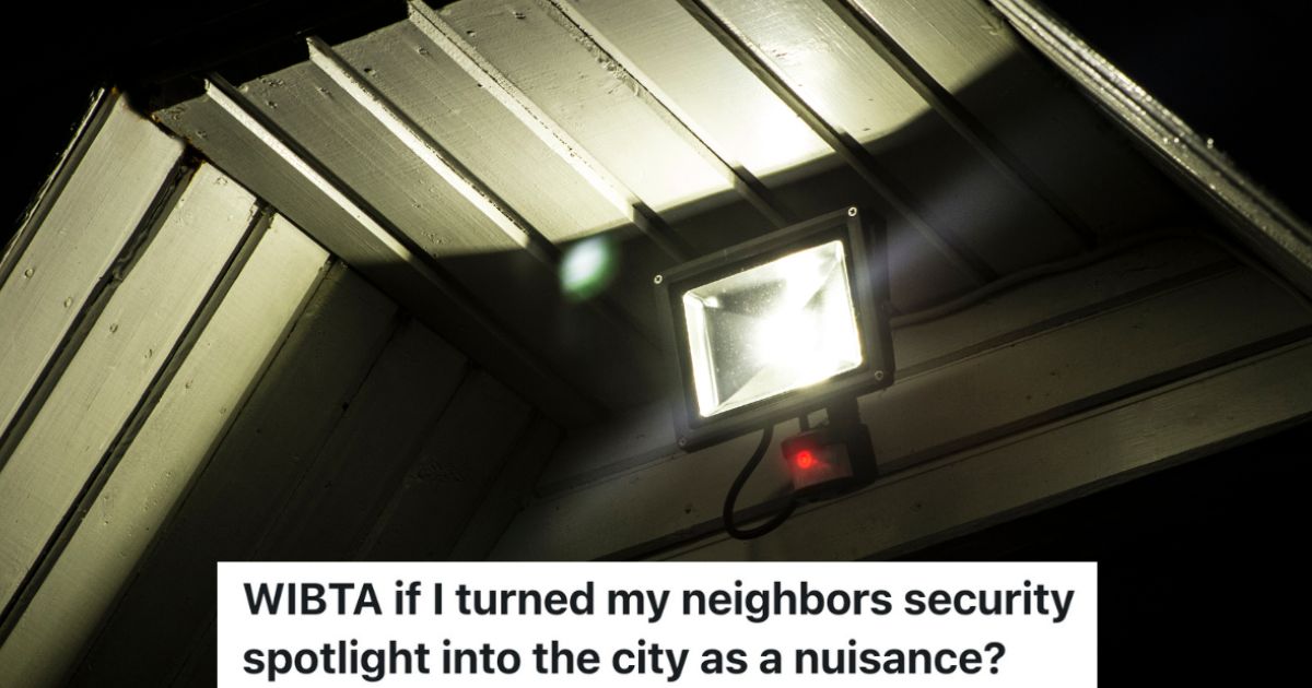 bright security light on a house