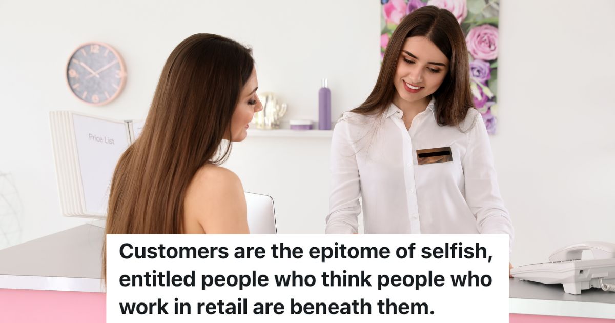 receptionist helping client