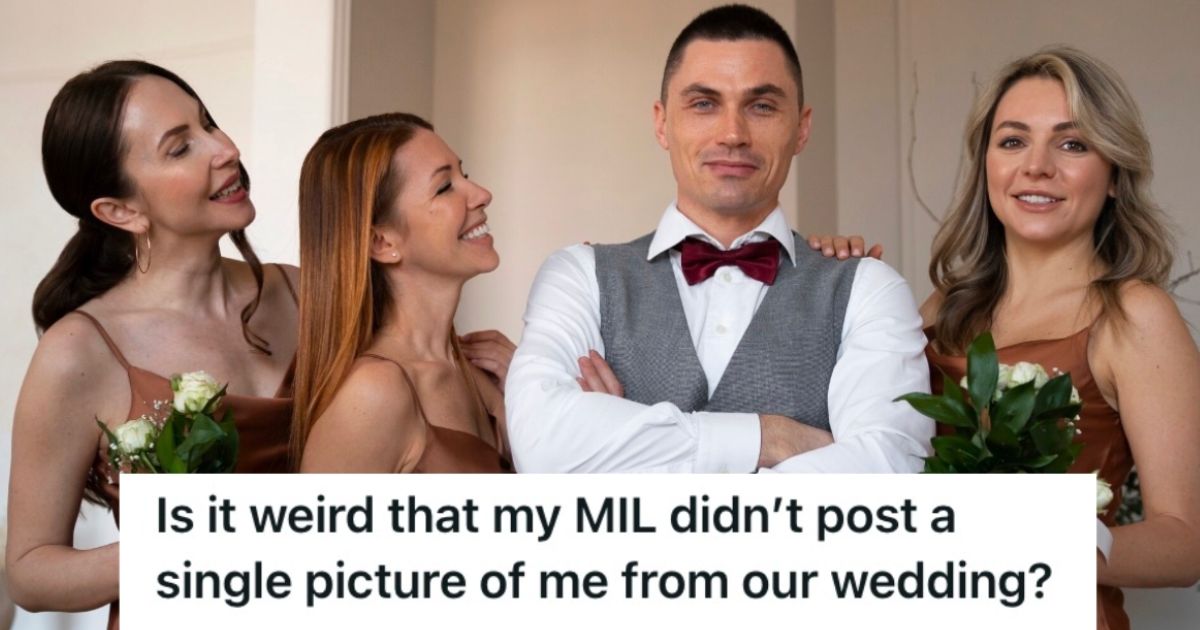 he groom and bridesmaids taking a picture