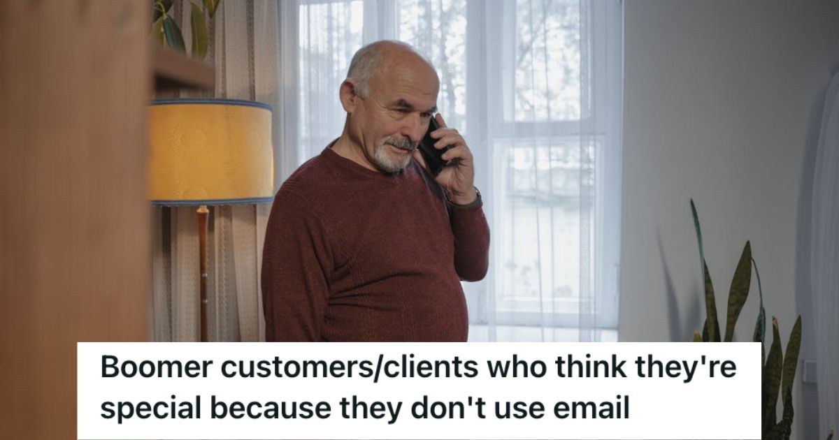 Old man talking on the phone