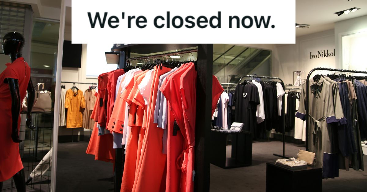 Clothing store at night