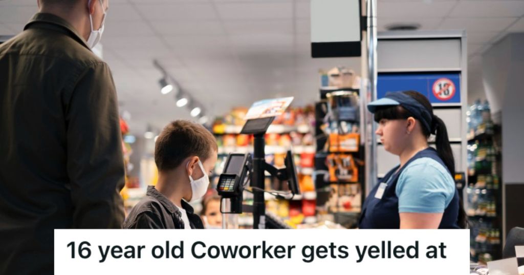 Cashier ringing up items of customers