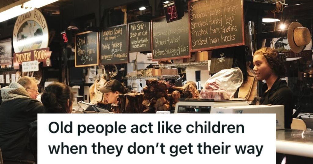 People buying meat from a deli