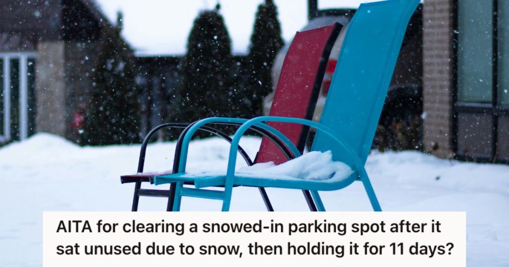 2 chairs sitting on the snow